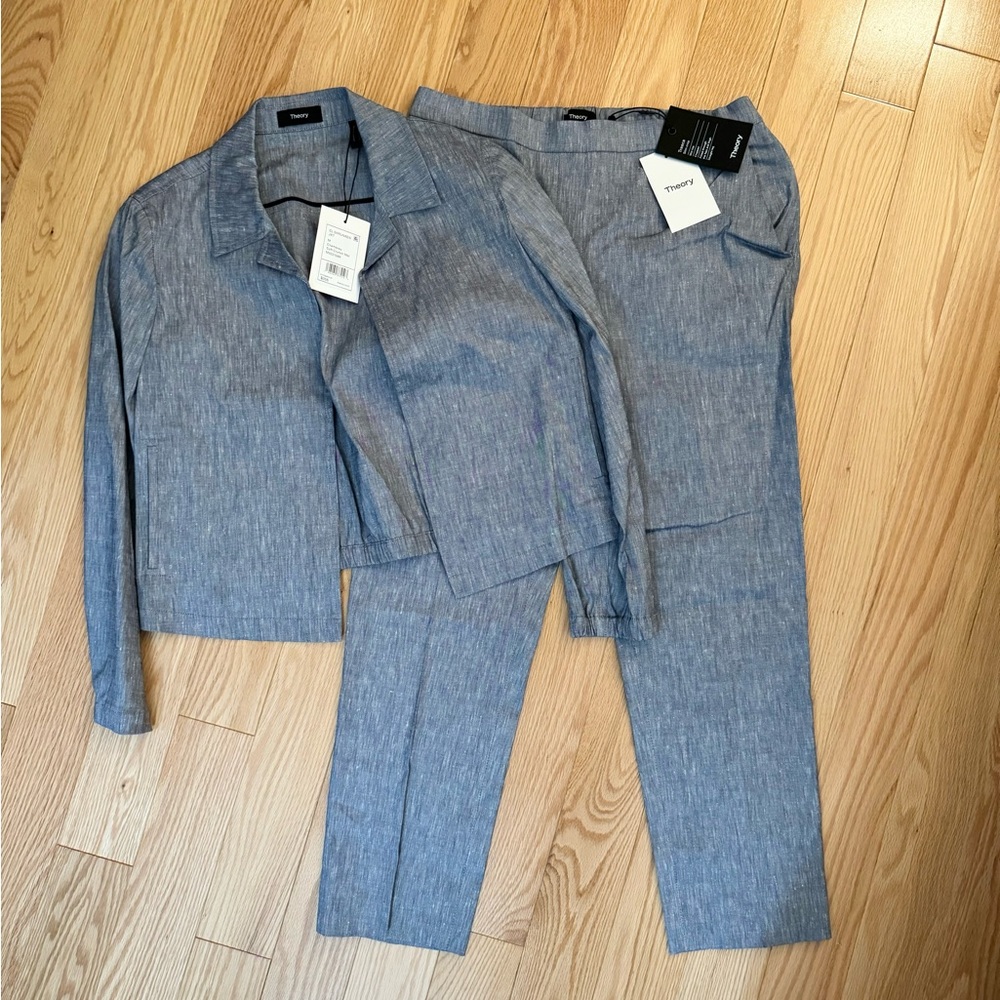 Theory chambray light linen suit. NWT.